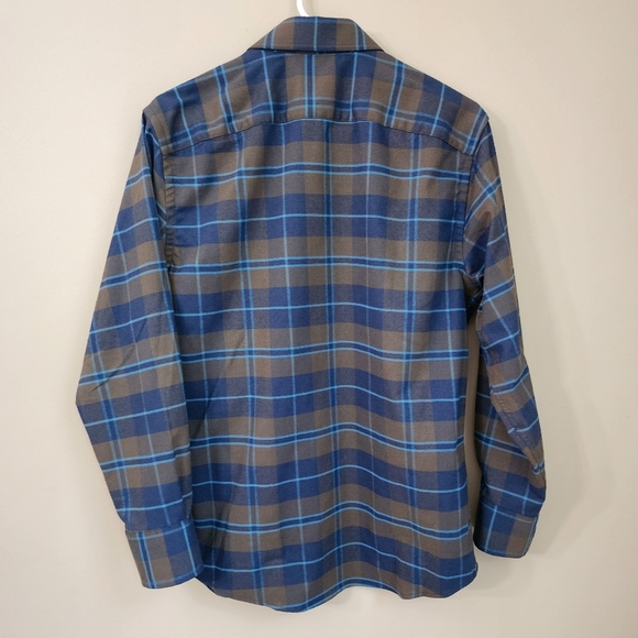UNTUCKit Men's Blue and Brown Plaid Shirt Size M Smil Fit Button Up Longsleeves - Picture 2 of 9